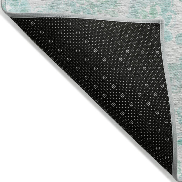 5' X 8' Turquoise And Ivory Paisley Washable Indoor Outdoor Area Rug
