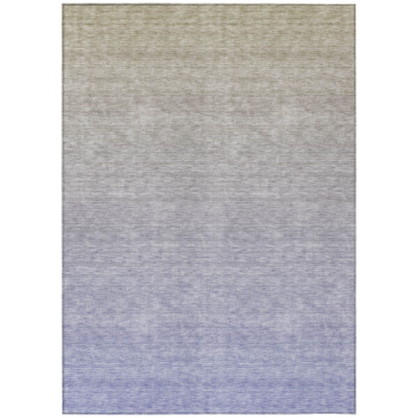 3' X 5' Beige Tan And Blue Ombre Washable Indoor Outdoor Area Rug