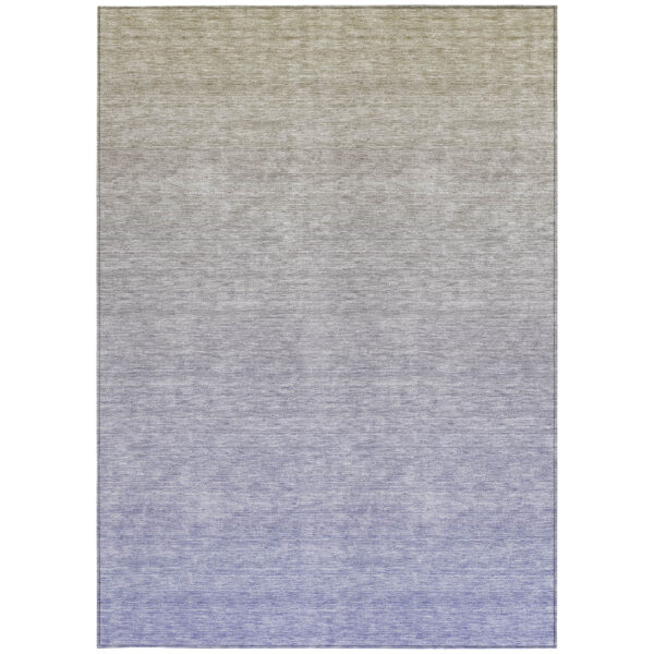 3' X 5' Beige Tan And Blue Ombre Washable Indoor Outdoor Area Rug