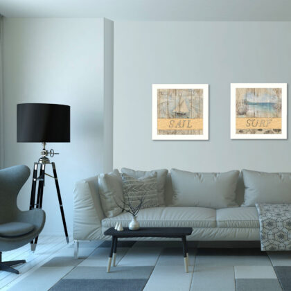 Set Of Two Sail Or Surf White Framed Print Wall Art