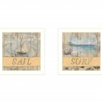 Set Of Two Sail Or Surf White Framed Print Wall Art