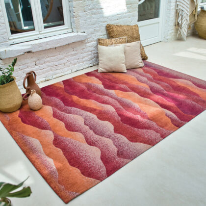 3' X 5' Red Orange Abstract Non Skid Area Rug
