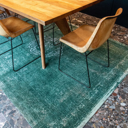 9' X 13' Gray and Green Medallion Non Skid Area Rug