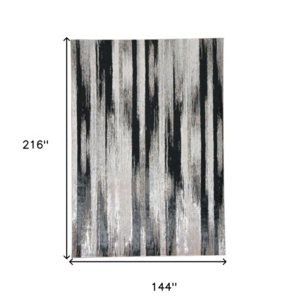 12' X 18' Black Silver and Gray Abstract Power Loom Area Rug