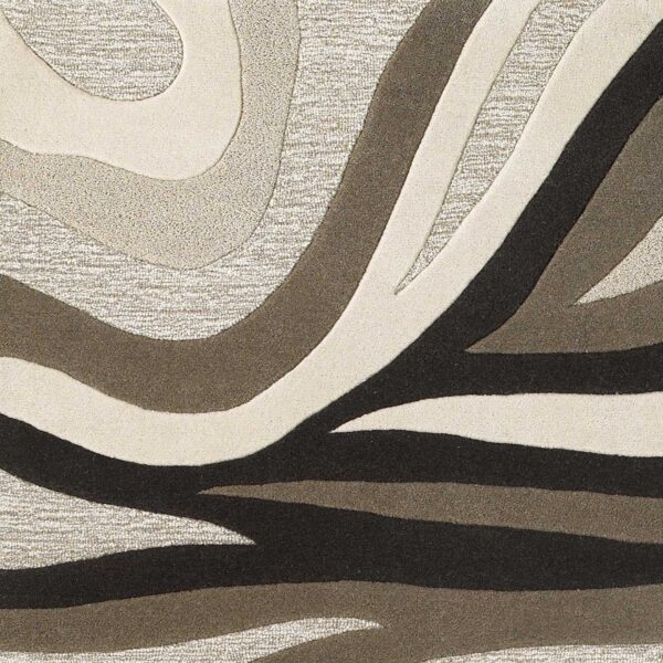 2'X4' Natural Beige Hand Tufted Abstract Waves Indoor Accent Rug