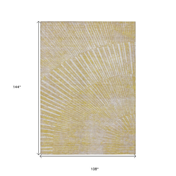 9' X 12' Wheat Abstract Washable Non Skid Indoor Outdoor Area Rug