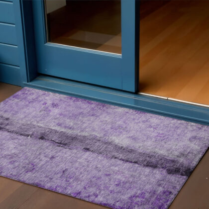 3' X 5' Purple And Lavender Abstract Washable Indoor Outdoor Area Rug