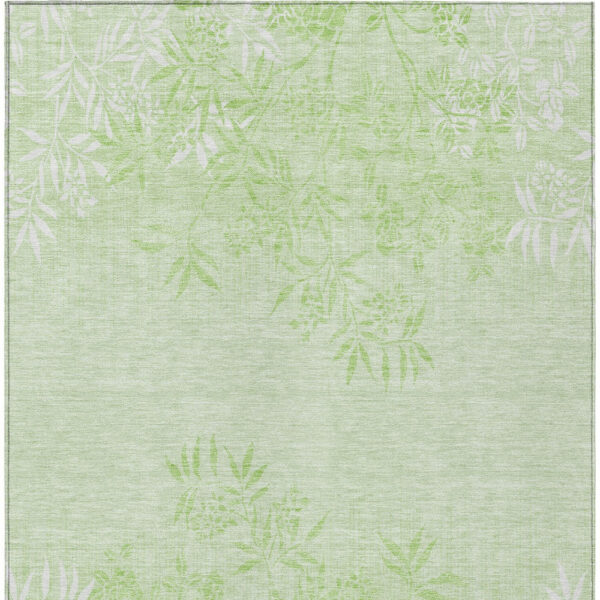 5' X 8' Mint Green Artichoke Green And Ivory Floral Washable Indoor Outdoor Area Rug