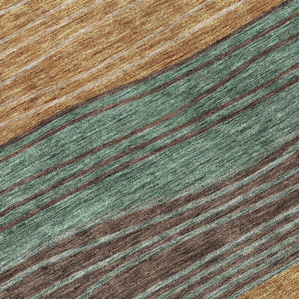 8' Terra Cotta Copper And Beige Round Striped Washable Indoor Outdoor Area Rug
