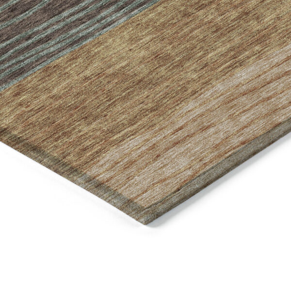 8' Terra Cotta Copper And Beige Round Striped Washable Indoor Outdoor Area Rug