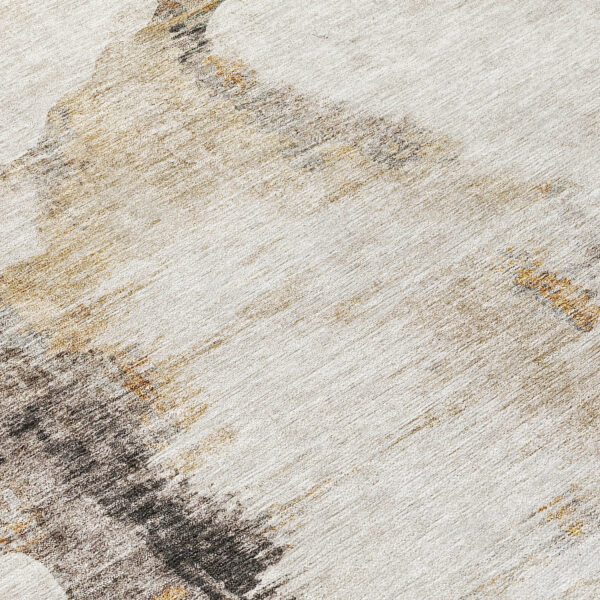 8' Beige Ivory And Taupe Round Abstract Washable Indoor Outdoor Area Rug