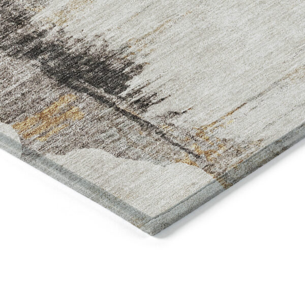 8' Beige Ivory And Taupe Round Abstract Washable Indoor Outdoor Area Rug