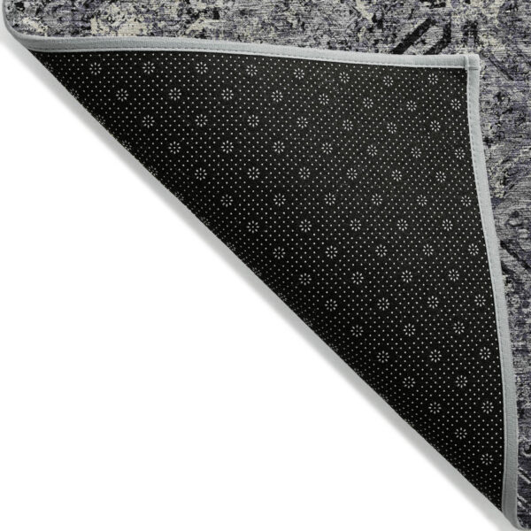 5' X 8' Black Gray And Silver Geometric Washable Indoor Outdoor Area Rug