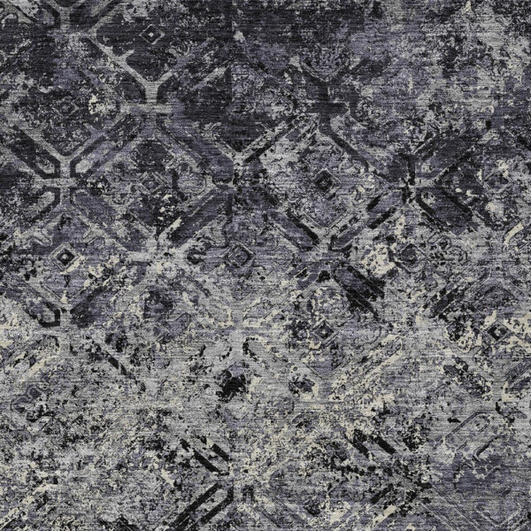 5' X 8' Black Gray And Silver Geometric Washable Indoor Outdoor Area Rug