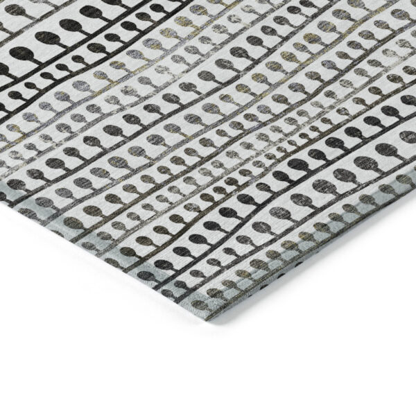 5' X 8' Ivory Taupe And Charcoal Striped Washable Indoor Outdoor Area Rug