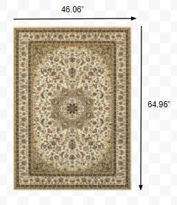 3' X 6' Ivory Beige Machine Woven Oriental Indoor Area Rug