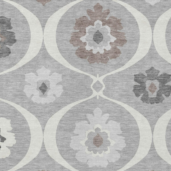 8' X 10' Gray Charcoal And Brown Medallion Washable Indoor Outdoor Area Rug