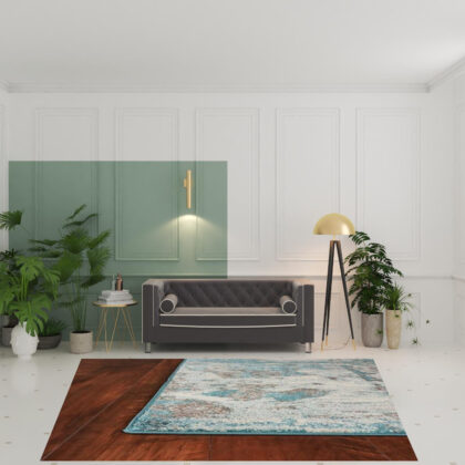 8'X10' Ivory Teal Machine Woven Abstract Watercolor Indoor Area Rug