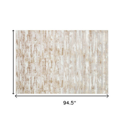 5' x 8' Beige Abstract Washable Non Skid Area Rug