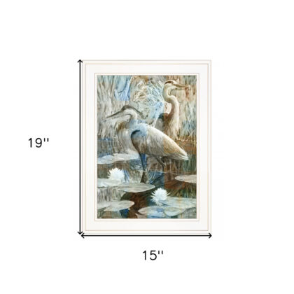Marsh Herons II 1 White Framed Print Wall Art