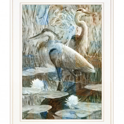 Marsh Herons II 1 White Framed Print Wall Art