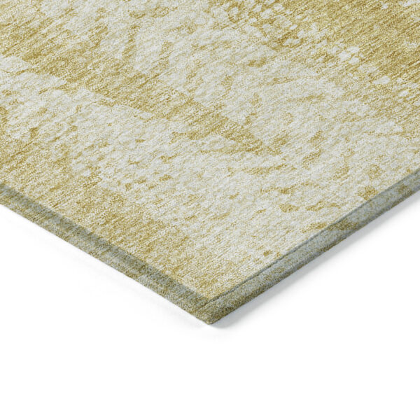 9' X 12' Gold Wheat And Ivory Botanical Leaves Washable Indoor Outdoor Area Rug