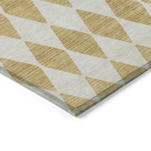 3' X 5' Gold Geometric Washable Indoor Outdoor Area Rug