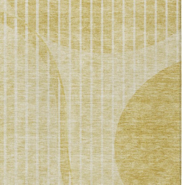 8' X 10' Gold Wheat And Ivory Striped Washable Indoor Outdoor Area Rug