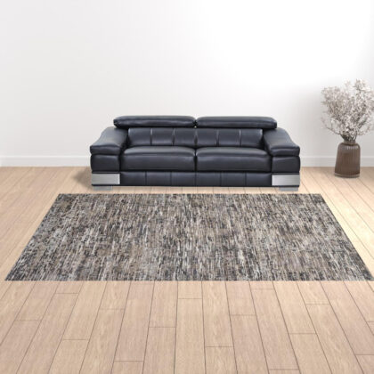 10' X 13' Gray Blue And Silver Wool Abstract Hand Knotted Area Rug