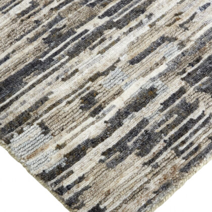 10' X 13' Gray Blue And Silver Wool Abstract Hand Knotted Area Rug