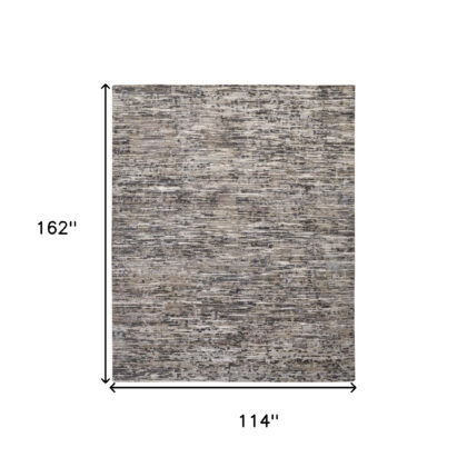 10' X 13' Gray Blue And Silver Wool Abstract Hand Knotted Area Rug
