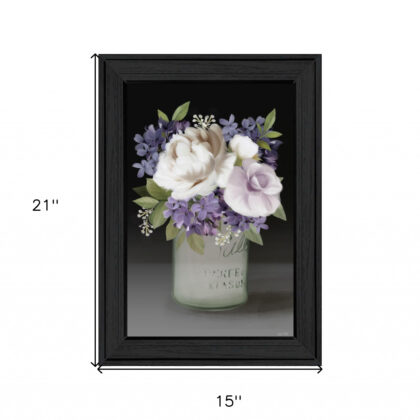 Lilac Mason Jar Floral 3 Black Framed Print Wall Art