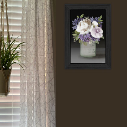 Lilac Mason Jar Floral 3 Black Framed Print Wall Art