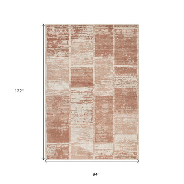 8' x 10' Sand Geometric Power Loom Area Rug With Fringe