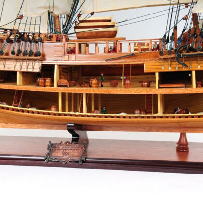34" Wood Brown HMS Endeavour 1768 Open Hull Hand Painted Decorative Boat