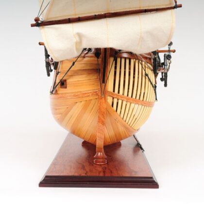 34" Wood Brown HMS Endeavour 1768 Open Hull Hand Painted Decorative Boat