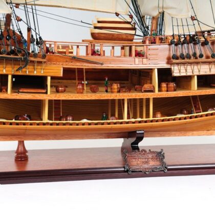34" Wood Brown HMS Endeavour 1768 Open Hull Hand Painted Decorative Boat