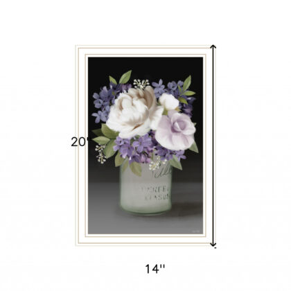 Lilac Mason Jar Floral 2 White Framed Print Wall Art