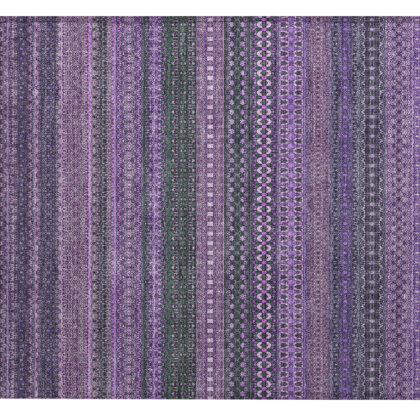 2' X 3' Purple Striped Washable Non Skid Indoor Outdoor Area Rug