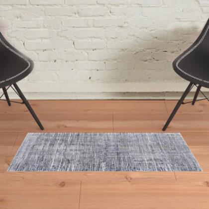 2' X 3' Gray And Blue Abstract Stain Resistant Area Rug
