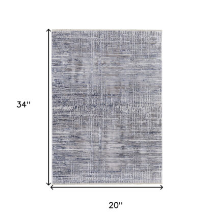 2' X 3' Gray And Blue Abstract Stain Resistant Area Rug
