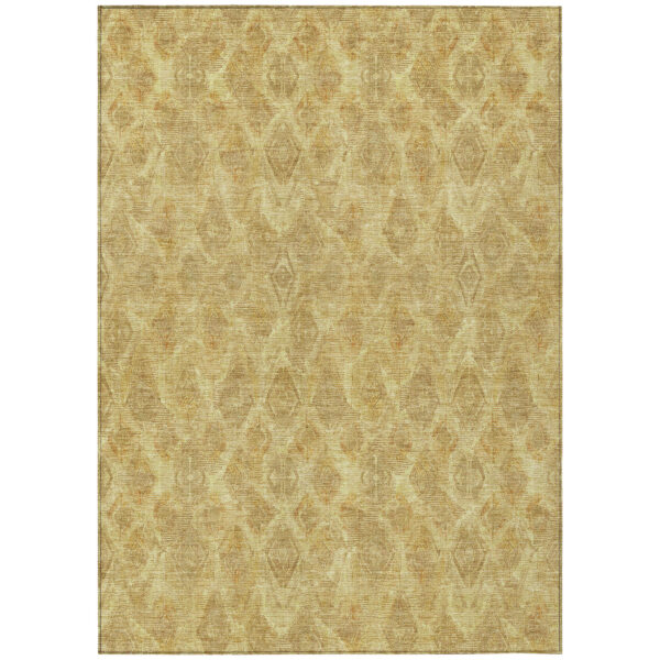 10' X 14' Gold Taupe And Beige Geometric Washable Indoor Outdoor Area Rug
