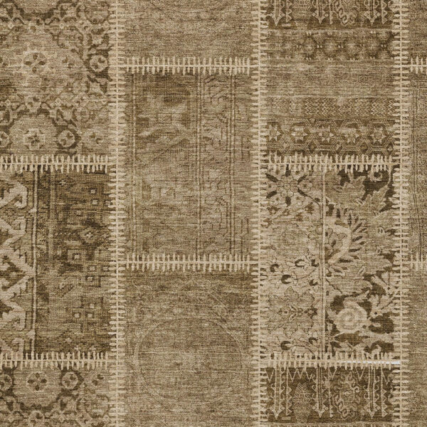 5' X 8' Brown And Beige Patchwork Washable Indoor Outdoor Area Rug