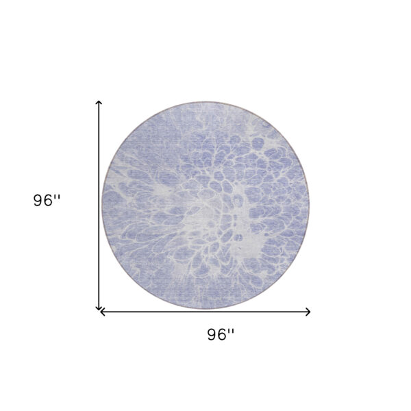 8' Lavender Ivory And Lilac Round Abstract Washable Indoor Outdoor Area Rug