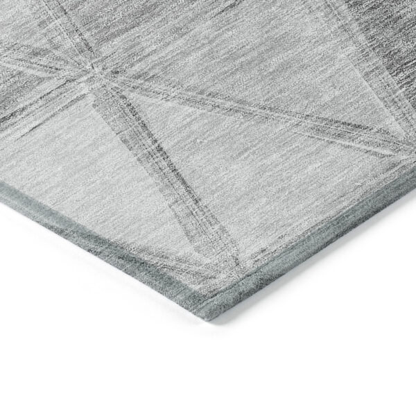 8' X 10' Gray Silver And Ivory Geometric Washable Indoor Outdoor Area Rug