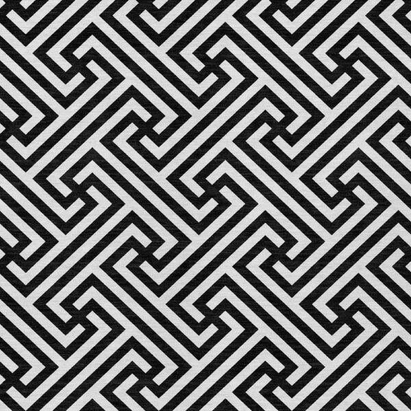 10' X 14' Black And Ivory Geometric Washable Indoor Outdoor Area Rug