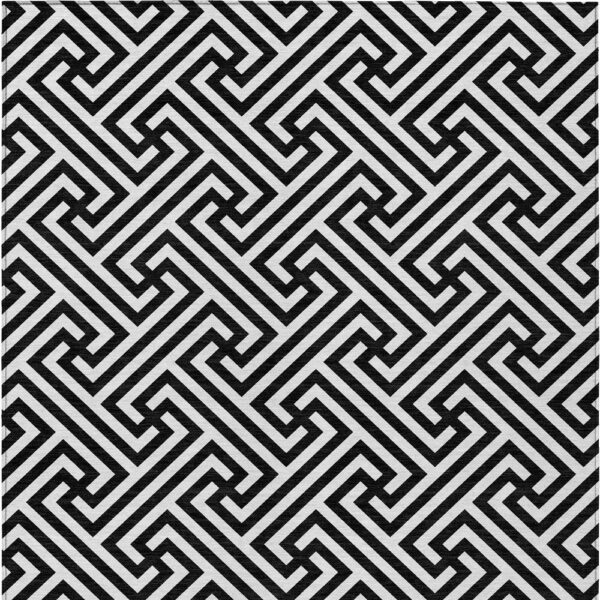 10' X 14' Black And Ivory Geometric Washable Indoor Outdoor Area Rug