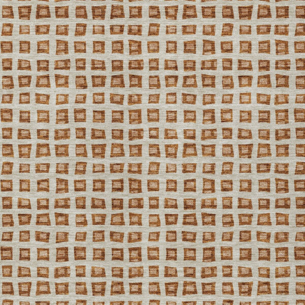 9' X 12' Orange Beige And Copper Geometric Washable Indoor Outdoor Area Rug