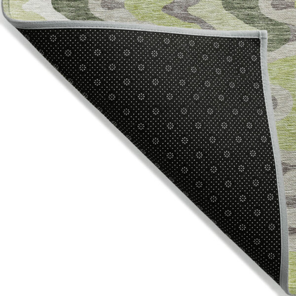 3' X 5' Artichoke Green Green And Ivory Abstract Washable Indoor Outdoor Area Rug