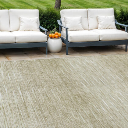 9' X 12' Khaki And Beige Abstract Washable Indoor Outdoor Area Rug